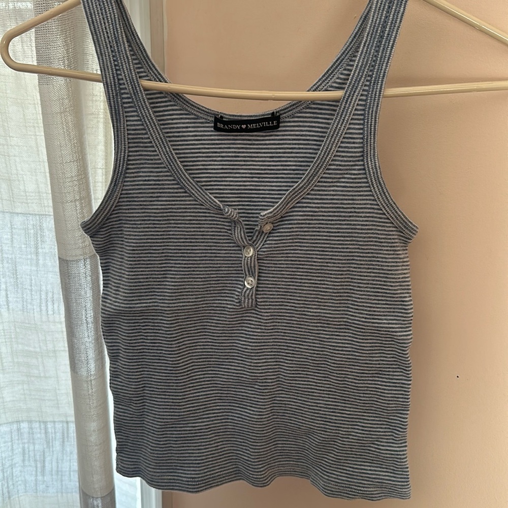 Brandy Melville stripped Blue and White tank top